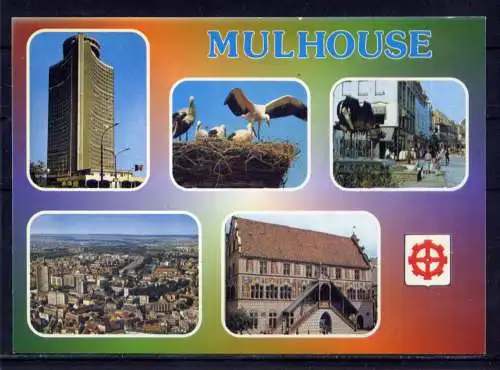 (5513) Mühlhausen  - unbeschrieben / Frankreich Hochhaus Störche Wappen Mulhouse