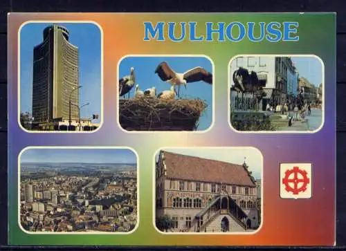 (5514) Mühlhausen  - unbeschrieben / Frankreich Hochhaus Störche Wappen Mulhouse