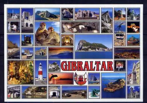 (5529) Gibraltar  - unbeschrieben / Gibraltar Hafen Leuchtturm Wappen Seilbahn