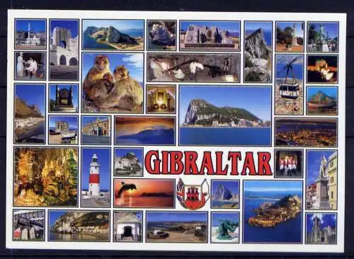 (5530) Gibraltar  - unbeschrieben / Gibraltar Hafen Leuchtturm Wappen Seilbahn