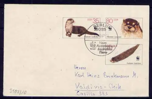 (1513) GS DDR Ganzsache U 7 gelaufen nach Chile 