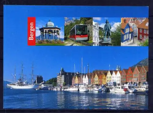 (5547) Bergen  - unbeschrieben / Norwegen Hafen Promenade Schiffe Bahn
