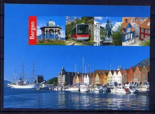 (5548) Bergen  - unbeschrieben / Norwegen Hafen Promenade Schiffe Bahn