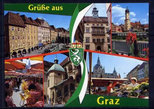 (5560) Graz  - unbeschrieben / Österreich Markt Straßenbahn Wappen