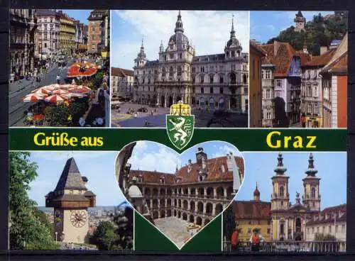 (5561) Graz  - unbeschrieben / Österreich Markt Rathaus Schloß Wappen