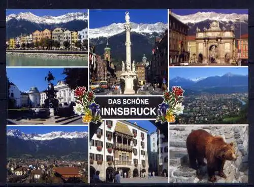 (5567) Innsbruck  - unbeschrieben / Österreich Rathaus Promenade Blumen Bär