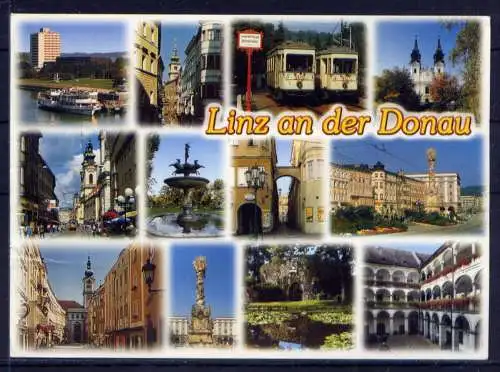 (5583) Linz  - unbeschrieben / Österreich Kirche Straßenbahn Schiffe Donau