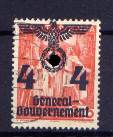 (037) Deutsches Reich Generalgouvernement Nr.18         O  gestempelt