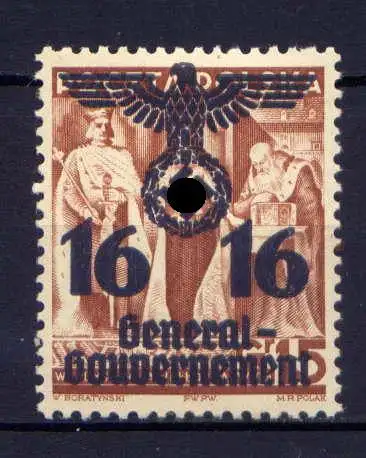 (046) Deutsches Reich Generalgouvernement Nr.34         *  ungebraucht