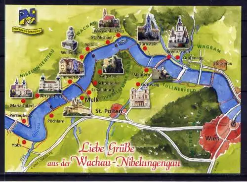 (5609) Wachau  - unbeschrieben / Österreich Melk Burg Schloß Karte