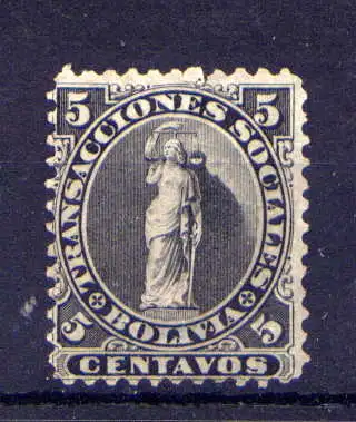 (304) Bolivien Stempelmarke Nr.1        (*)  ohne Gummierung