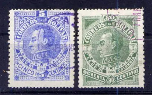(746) Kolumbien Bolivar Nr.41 + 44        O  gestempelt