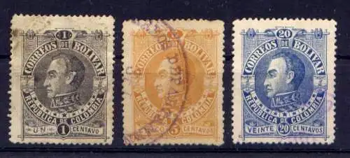 (747) Kolumbien Bolivar Nr.47, 48 + 50        O  gestempelt
