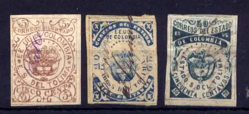(756) Kolumbien Tolima Nr.10        O  gestempelt + handschriftliche Entwertung