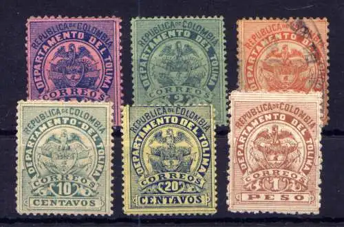 (759) Kolumbien Tolima ex.Nr.48/54        *  ungebraucht, O  gestempelt + (*)  ohne Gummierung