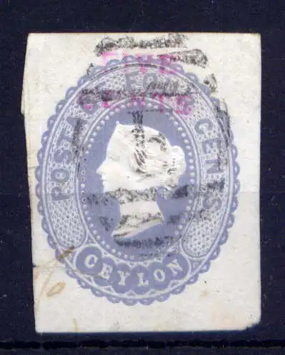 (144) Ceylon Ganzsachenausschnitt         O  gestempelt