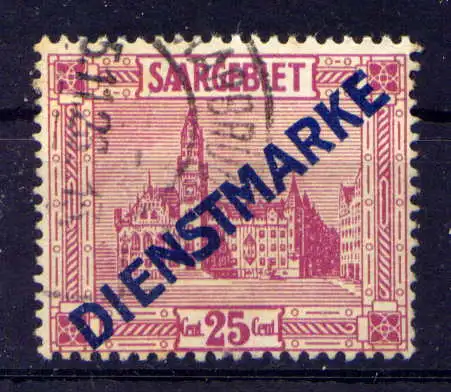 (321) Saargebiet Dienst Nr.6         O  gestempelt