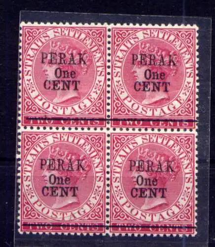 (001) Malaiische Staaten Perak Nr.11 Viererblock            **  postfrisch