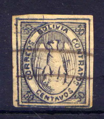 (309) Bolivien Nr.5        O  Federzugentwertung