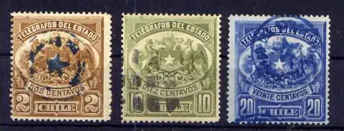 (395) Chile Telegraphenmarken Nr.1/3             O  gestempelt