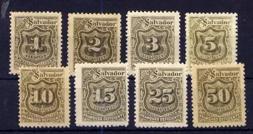 (288) El Salvador Porto Nr.1/8              *  ungebraucht + (*)  ohne Gummierung