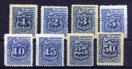 (290) El Salvador Porto Nr.17/24              *  ungebraucht + O  gestempelt + (*) ohne Gummierung 
