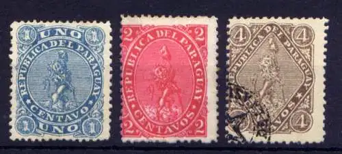 (061) Paraquay Nr.11/3          (*)  ohne Gummierung + O  gestempelt