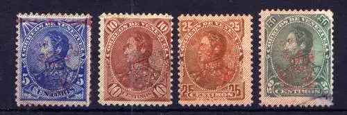 (585)  Venezuela Nr.37/40          (*)  ohne Gummierung + O  gestempelt