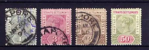 (014) Straits Settlements ex.Nr.64/8          O  gestempelt + *  ungebraucht