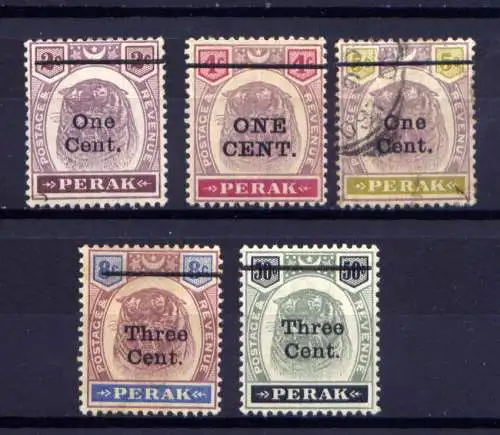 (020) Malaiische Staaten Perak Nr.34/8            (*)  ohne Gummierung + O  gestempelt