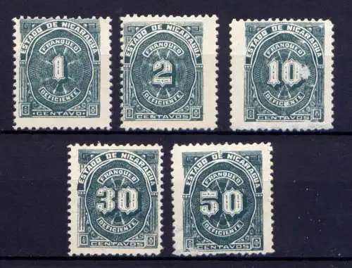 (296) Nicaragua Porto ex.Nr.15/21         (*)  ohne Gummierung + *  ungebraucht