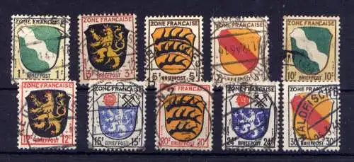 (201) Französische Zone Nr.1/10         O  gestempelt / Allgemeine Ausgabe