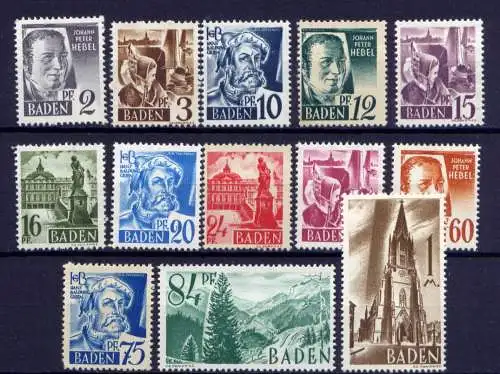 (205) Französische Zone Nr.28/37         O  gestempelt + *  ungebraucht / Baden