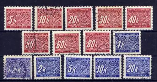 (456) Böhmen und Mähren Porto Nr.1/14             O  gestempelt + (*)  ohne Gummierung + *  ungebraucht  / Deutsches Reich