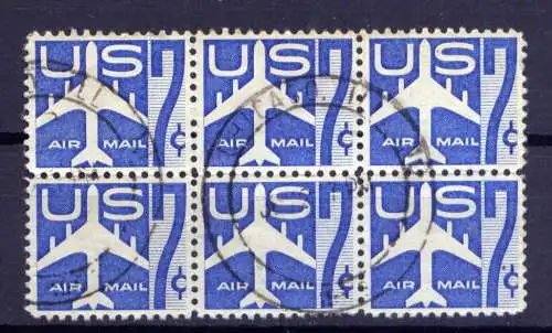 (7558) USA Nr.732 Sechserblock                    O  gestempelt