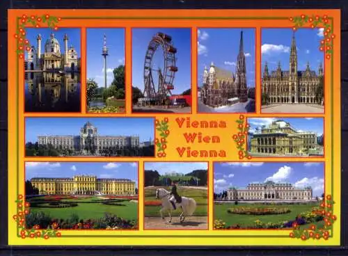 (5613) Wien  - unbeschrieben / Österreich Schloß Kirche Riesenrad Fernsehturm
