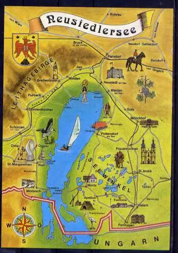 (5629) Neusiedlersee  - unbeschrieben / Österreich Karte Wappen
