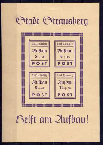 (309) Lokalausgabe Strausberg  Nr.38/41 Block 1                *  ungebraucht