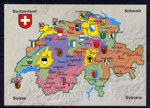 (5652) Schweiz - unbeschrieben / Schweiz Landkarte Kantone