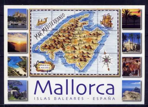 (5663) Mallorca - unbeschrieben / Spanien Burg Hafen Höhle Karte
