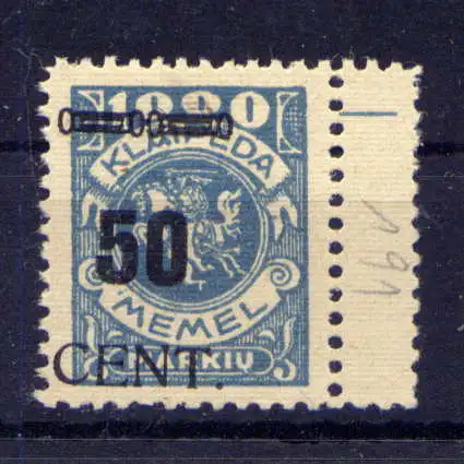 (144) Memelgebiet Nr.191                     **  postfrisch