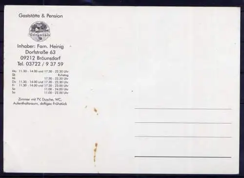 (5399**) Bräunsdorf - unbeschrieben / Sachsen Gasthof Teichmühle