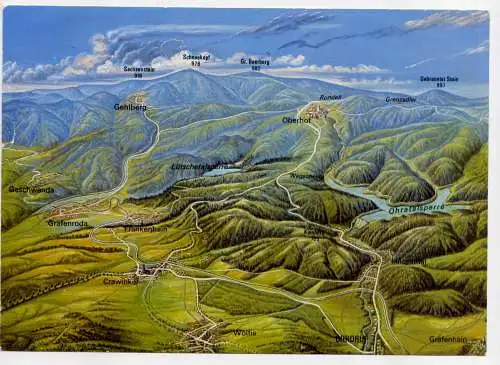 (5973**) Lütsche und Ohratalsperre - unbeschrieben / Thüringen Karte Vogelperspektive