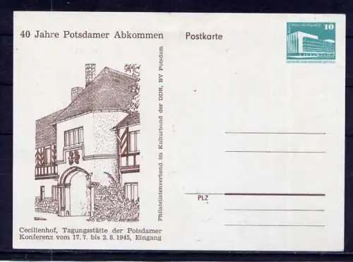 (1515) GS DDR Ganzsache 40 Jahre Potsdamer Abkommen ungelaufen 