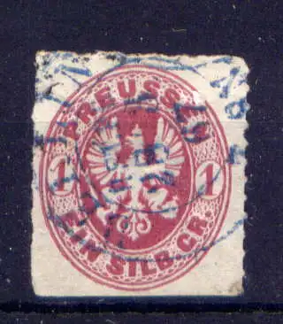 (023) Preußen Nr.16 blauer Stempel!              O  gestempelt
