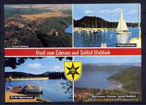 (5751) Schloß Waldeck - beschrieben / Hessen Schloß Hafen Wappen