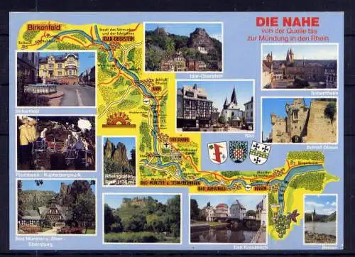 (5764) Die Nahe - beschrieben / Rheinland-Pfalz Wappen Schloß Karte