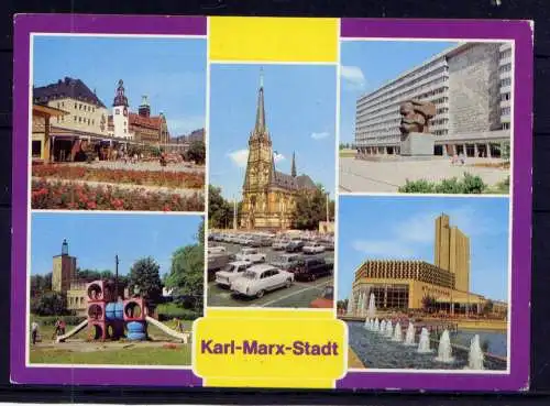 (5777) Karl-Marx-Stadt - beschrieben / Sachsen Rathaus Stadthalle