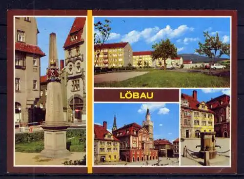 (5785) Löbau - beschrieben / Sachsen Postmeilensäule Rathaus