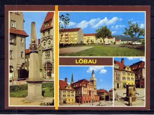 (5786) Löbau - beschrieben / Sachsen Postmeilensäule Rathaus